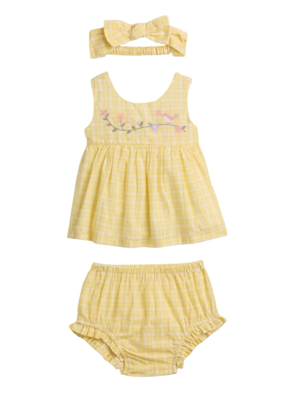 Baby Gap Girl Yellow Dress Bloomer & Bow Headband 3-Piece Outfit Sz 18-24 Months
